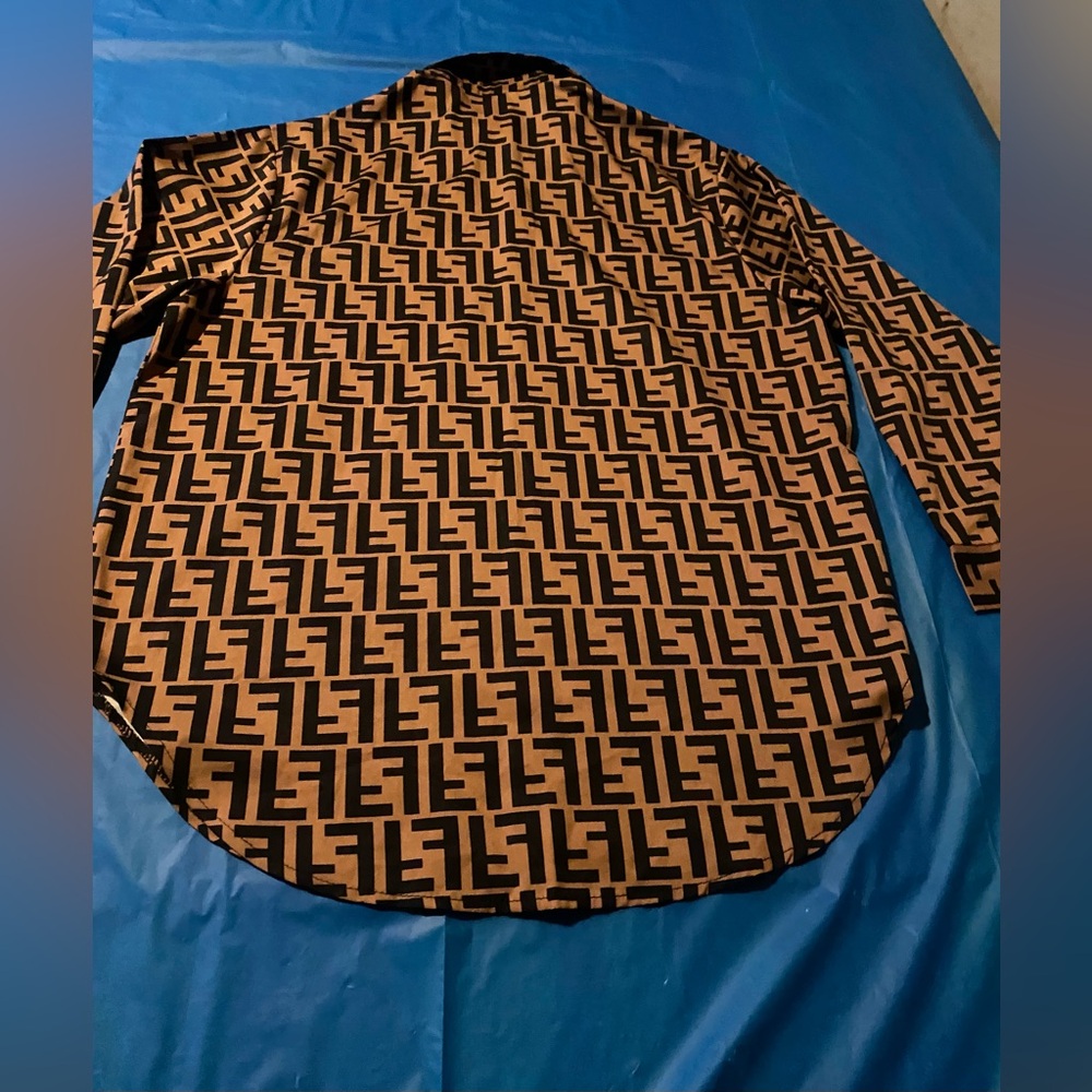Designer Patterned Brown and Black shirt
